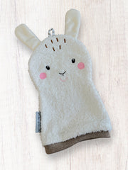 Waschhandschuh Hase Beige/Braun